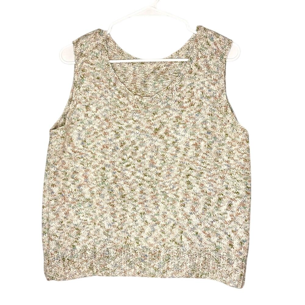 Vintage Brandless Cottagecore Granola Neutral Pastel Hand Knit Sweater Vest L